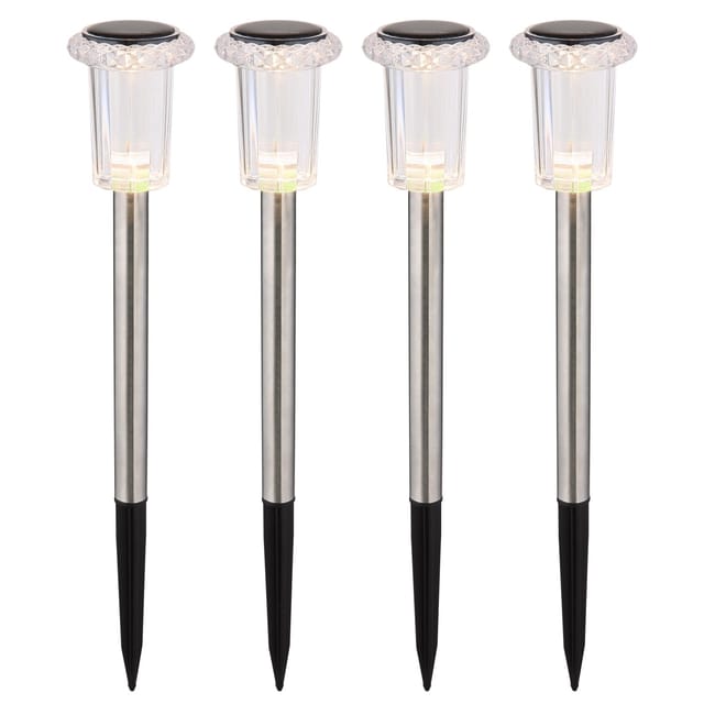 Globo LED-Solarleuchte 33 cm x Ø 5,4 cm Edelstahl 4er Set