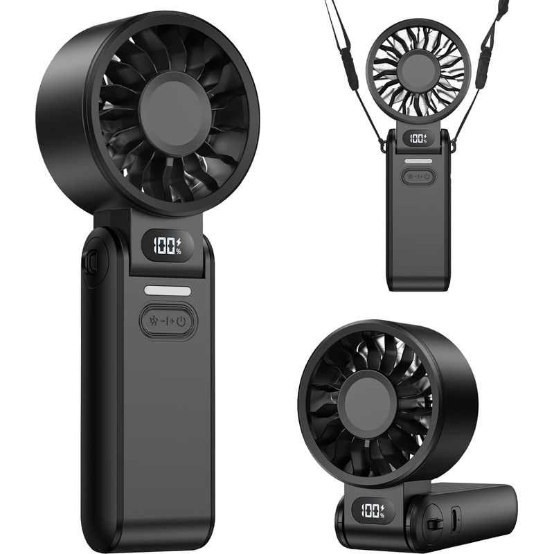 Tragbarer, Geräuscharmer Usb-ventilator – Mini-faltventilator Mit 4000-mah-akku, Led-anzeige, Ideal Für Büro, Reisen, Outdoor, Schlafzimmer Und Küche.