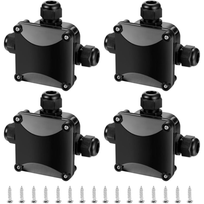4-teilige Ip68-anschlussdose, 3-fach Wasserdichter Stecker, Außengehäuse, Wasserdichte Anschlussdose – Ø 5,5 Mm–10,2 Mm/schwarz