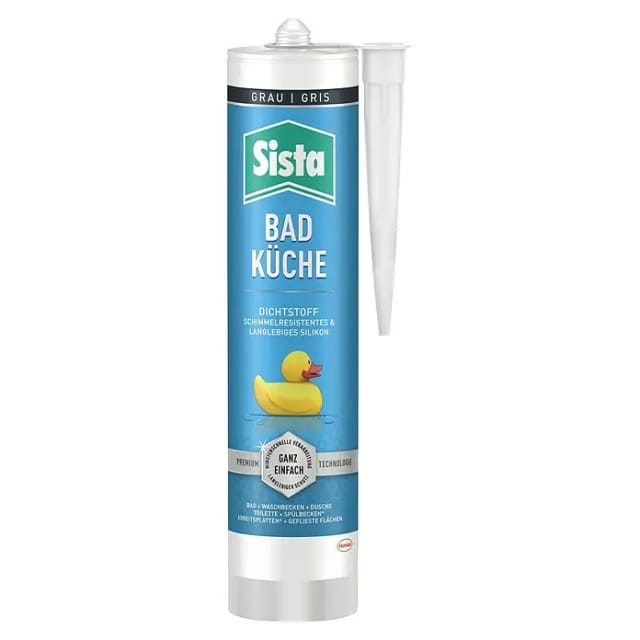 Sista Silikon Dichtstoff Bad & Küche Kartusche Grau 280 ml