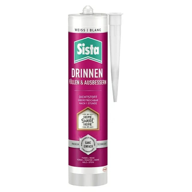 Sista Acryl Dichtstoff Drinnen Füllen & Ausbessern Kartusche Weiß 280 ml