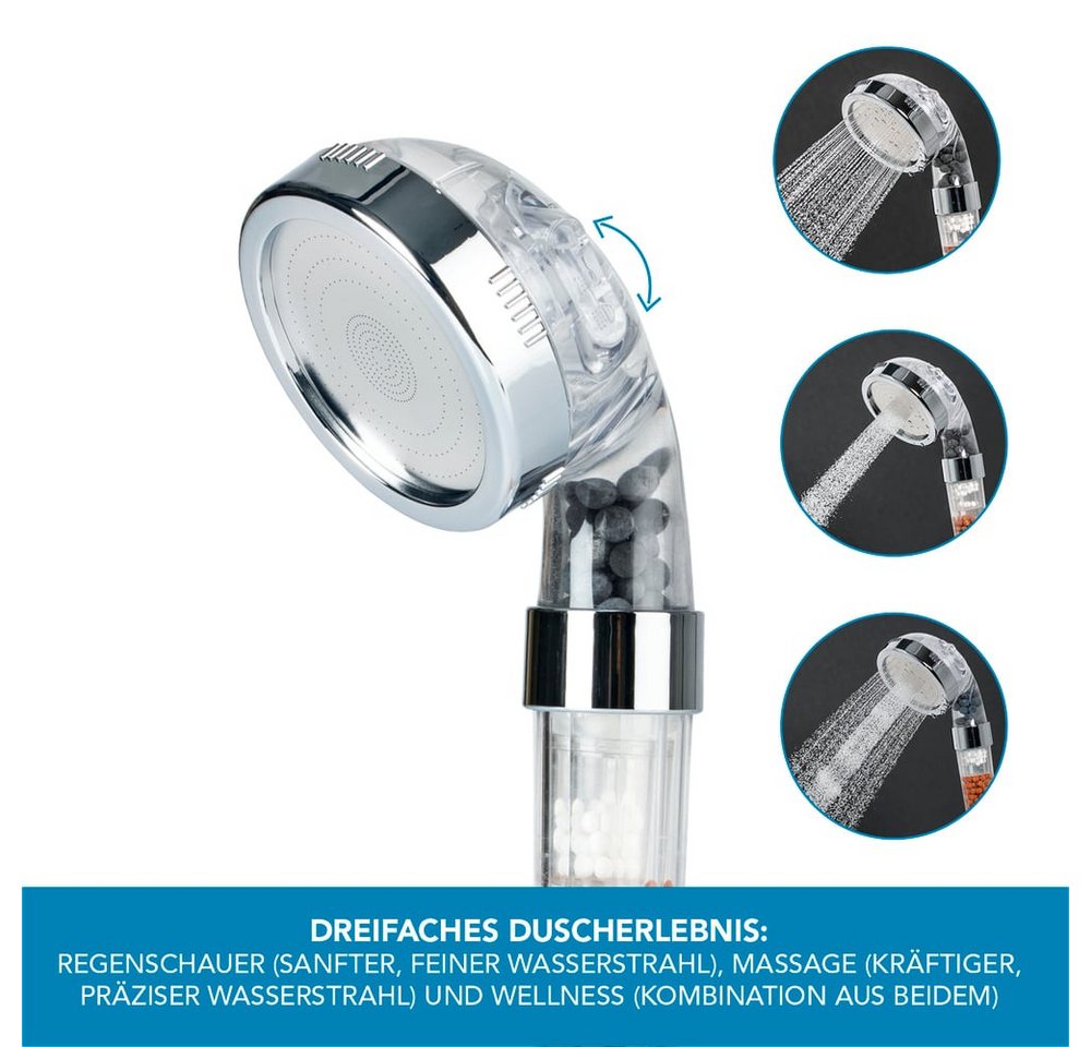 EASYmaxx Duschkopf Spa 3-in-1 Transparent/ Chrom 8 cm