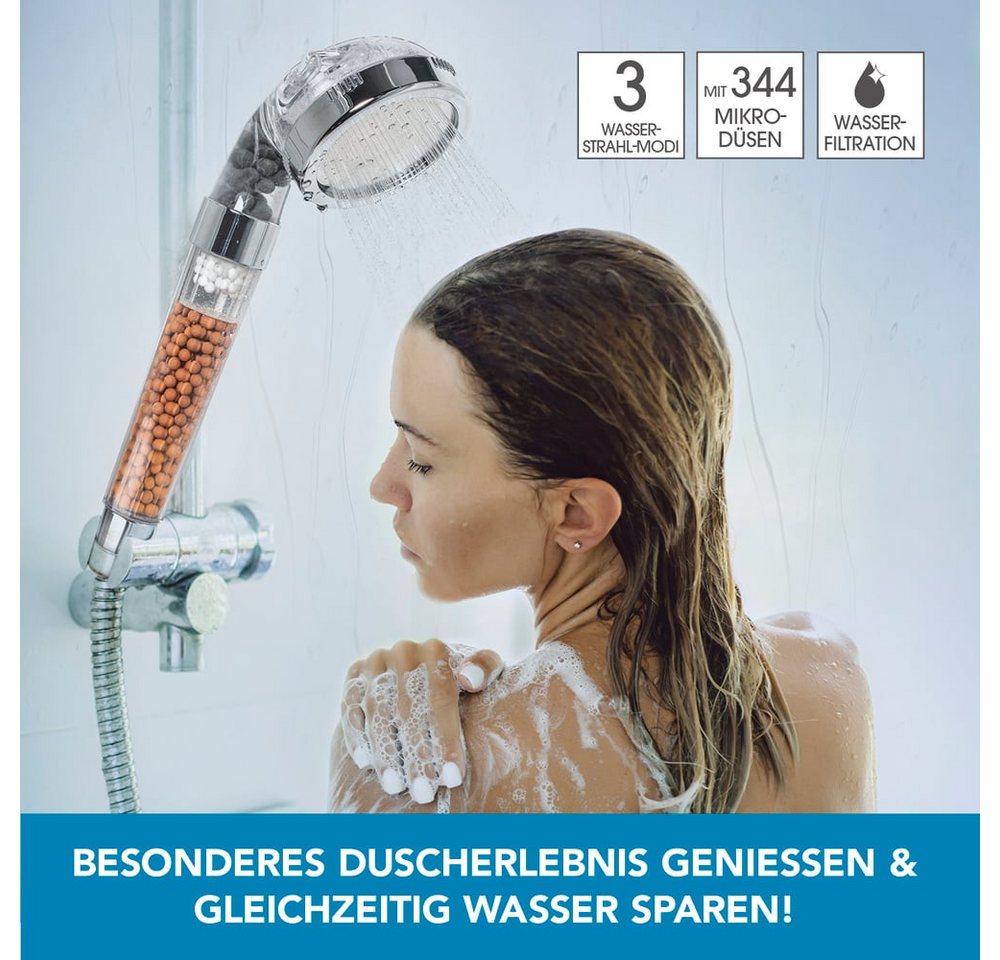 EASYmaxx Duschkopf Spa 3-in-1 Transparent/ Chrom 8 cm Bild 5