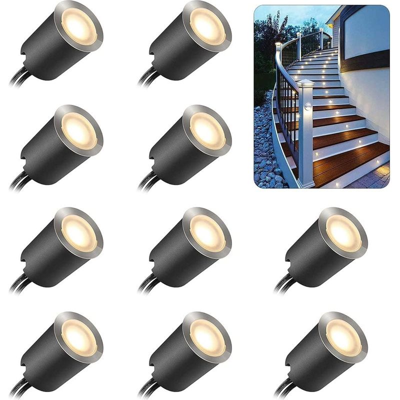 10er-pack Led-einbaustrahler Für Den Außenbereich, Ip67 Wasserdicht, Ø 32 Mm, Einbaustrahler Für Holzterrassen, Swimmingpools, Gärten, Treppen, Holzdecks (mit Eu-stecker)