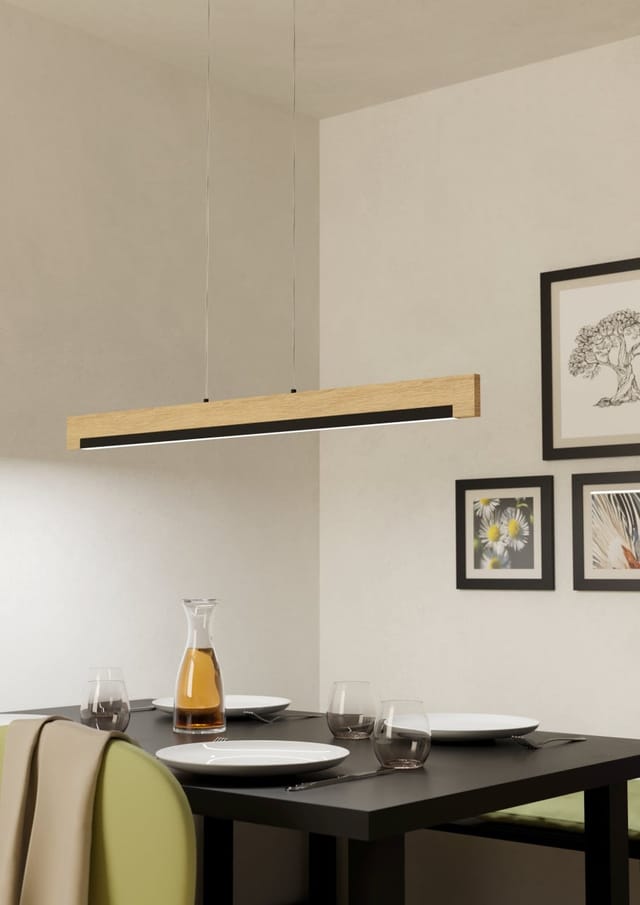 Eglo LED-Pendelleuchte Camacho Natur-Schwarz