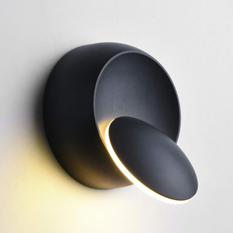 Wandleuchte Für Den Innenbereich, Warmweiße Led-wandleuchte 5w, Modernes Kreatives Warmweißes Eclipse 2-in-1-wandleuchten-design Aus Eisen Mit Led-beleuchtung (schwarz)