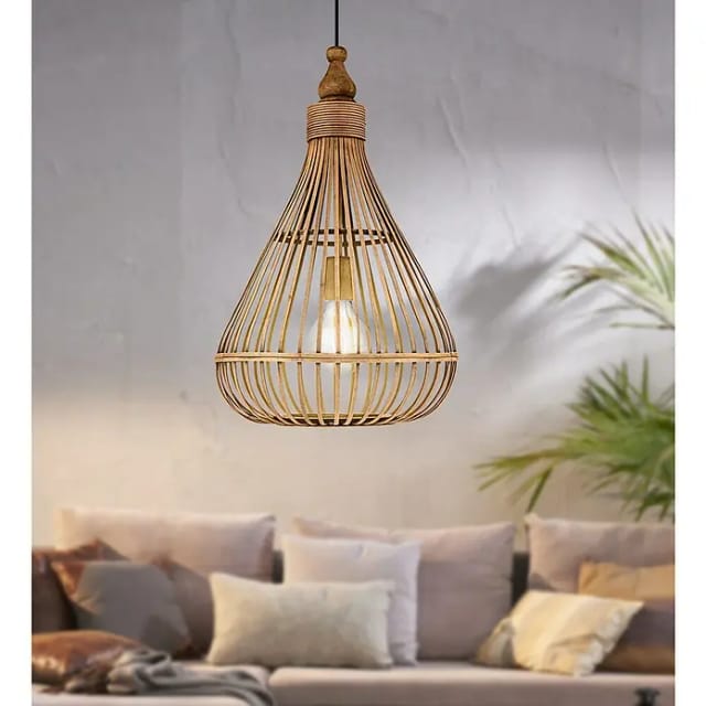 Eglo Pendelleuchte Amsfield 1-flammig Natur Ø 35 cm