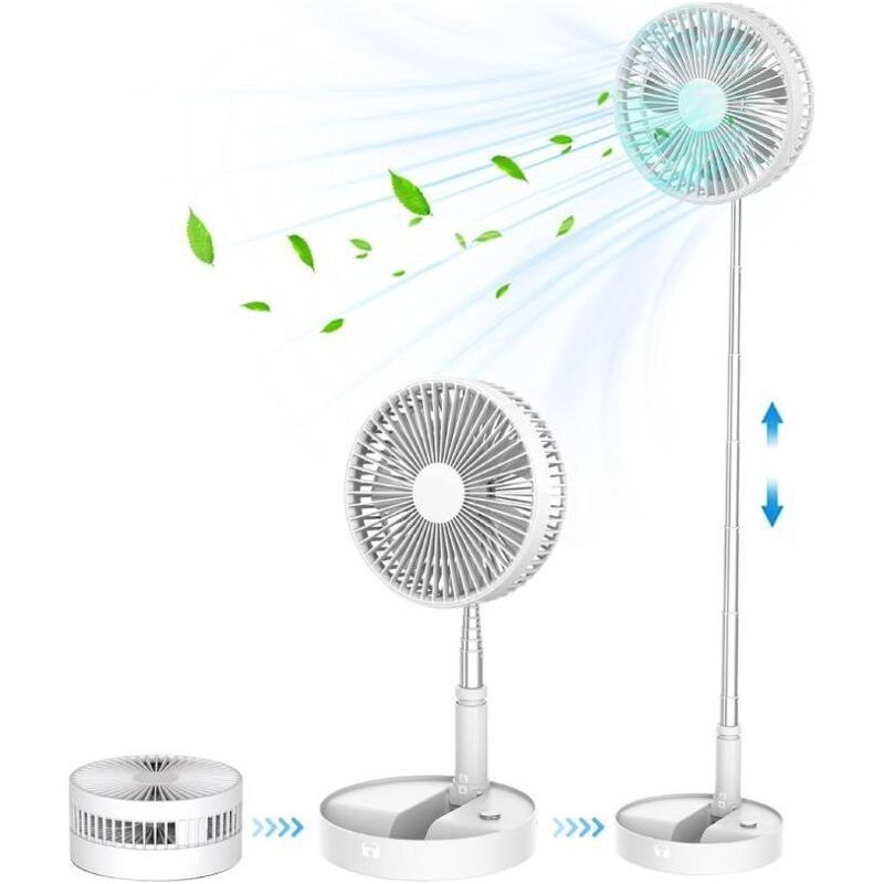 9-zoll-tragbarer, Leiser, Faltbarer Standventilator – 4 Geschwindigkeitsstufen – 7200 Mah Usb-aufladbar – Bis Zu 20 Stunden Akkulaufzeit – 180° Verstellbarer Luftstrom