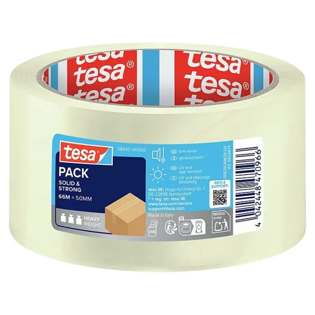 Tesa Pack Paketband Solid & Strong Transparent 66 m x 5 cm