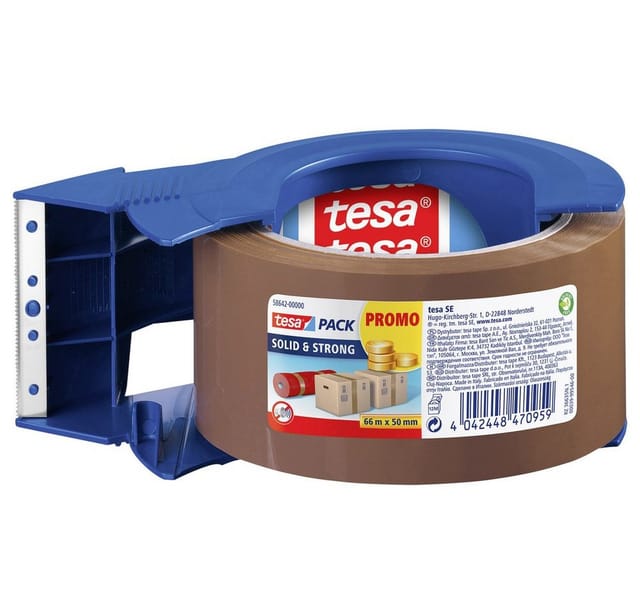 Tesa Pack Paketband Solid & Strong mit Abrollhilfe 66 m x 5 cm