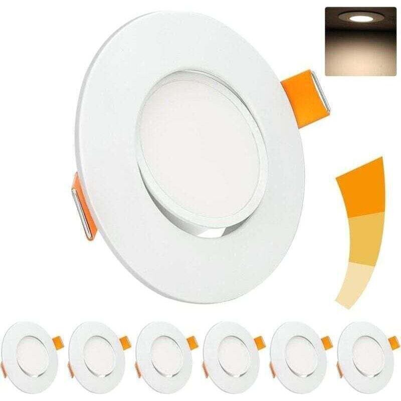 Dimmbarer Led-einbaustrahler, 5 W, 4000 K, Neutralweiß, 460 Lm, Extraflacher Led-strahler, 230 V, 45° Verstellbar, 68 Mm Ausschnittdurchmesser, Runder Weißer Strahler Für Bad, Wohnzimmer, Schlafzimmer