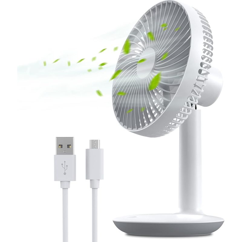Mini-tischventilator, Usb-wiederaufladbar Mit 4000-mah-akku – 4 Geschwindigkeitsstufen, 16 Cm Kleiner, Leiser Tischventilator, 50° Verstellbar, Tragbarer Ventilator Für Büro, Schlafzimmer Und Zuhause