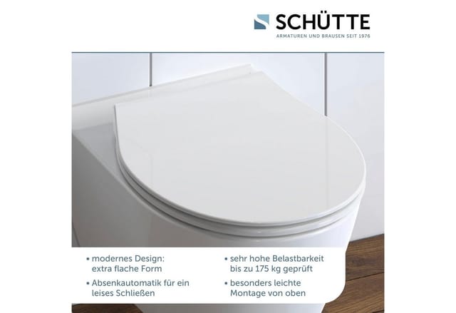 Schütte WC-Sitz Slim White Duroplast mit Absenkautomatik & Schnellverschluss