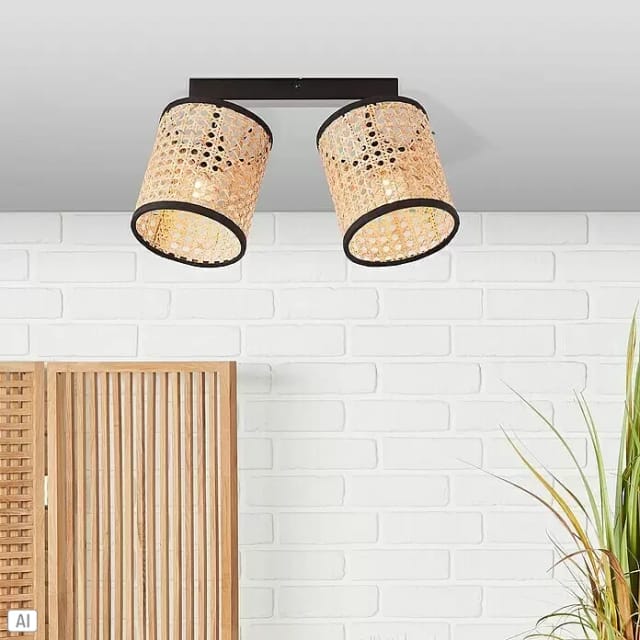 Brilliant Spot 2er Wiley matt Schwarz-Rattan