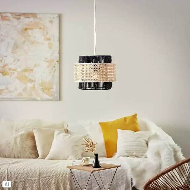 Brilliant Pendelleuchte Arles Ø 35 cm matt Schwarz-Rattan