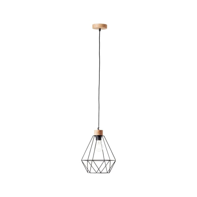 Brilliant Pendelleuchte Drewno 1-flammig FSC®-Holz geölte Eiche/ Metall Schwarz