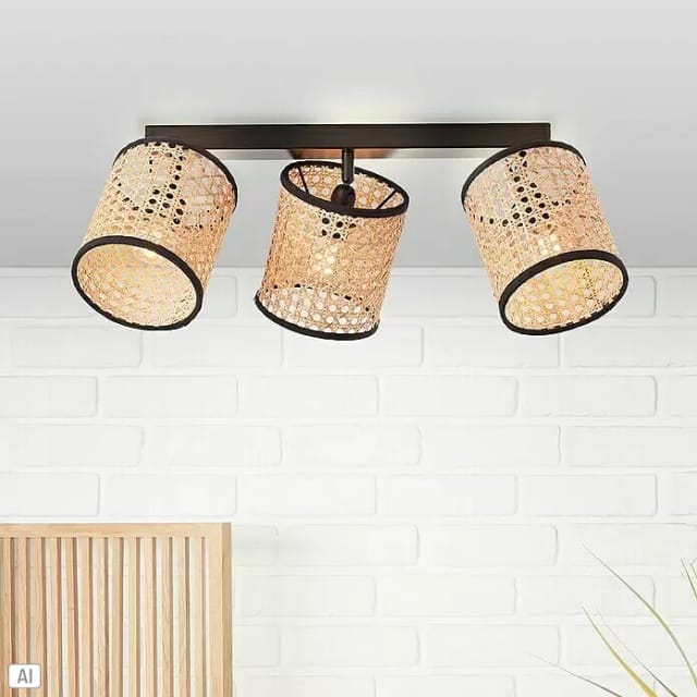 Brilliant Deckenleuchte Wiley Schwarz-Rattan