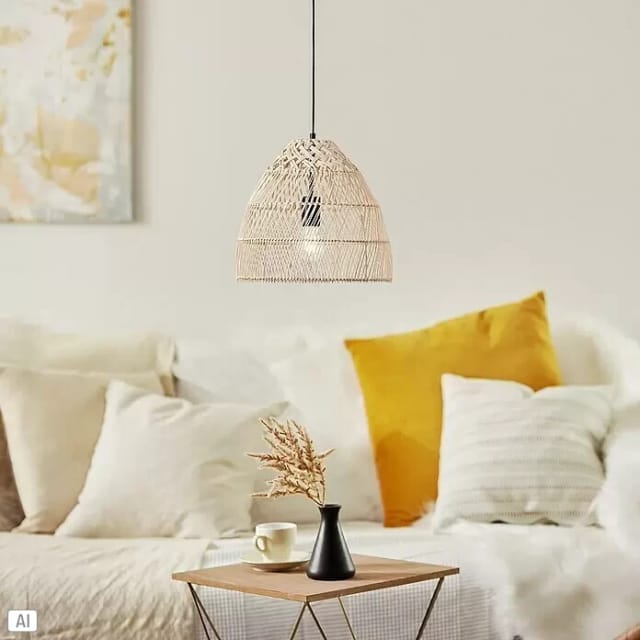 Brilliant Pendelleuchte Minster Rattan-Textil