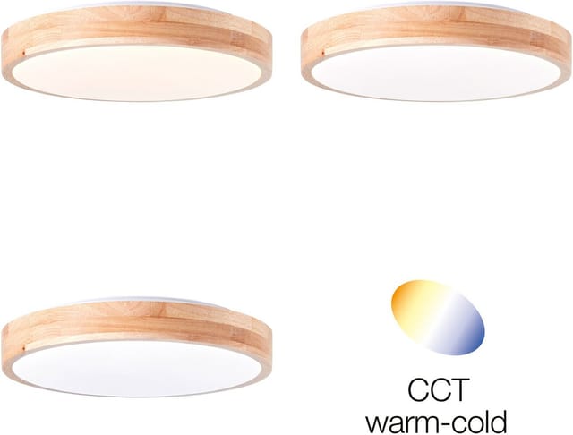 Brilliant LED-Deckenleuchte Slimline Ø 34 cm 3000 Kelvin Holz hell-Weiß