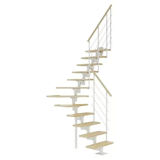 Dolle Mittelholmtreppe Boston 1/4gew. Stufen Buche Metall Weiß FSC®
