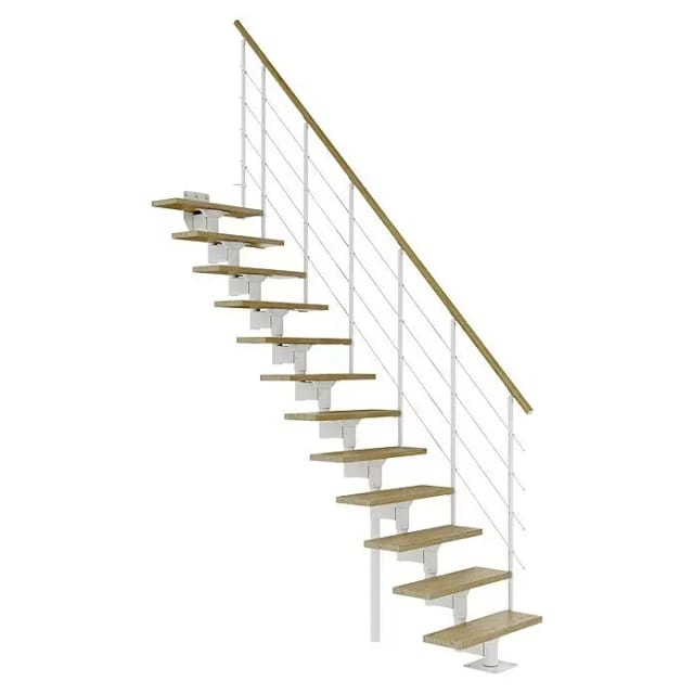 Dolle Mittelholmtreppe Boston Gerade Stufen Eiche Metall Weiß FSC®