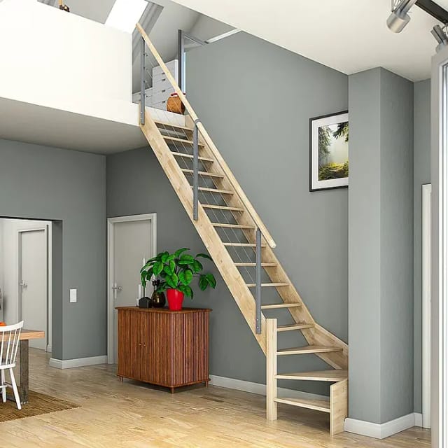Dolle Raumspartreppe Brest Eiche unbehandelt 1/4gew.,inks unten FSC®