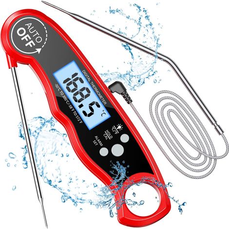 Sofort Ablesbares Fleischthermometer, Ideal Zum Grillen Und Kochen. Ultraschnelles, Wasserdichtes Thermometer Mit Hintergrundbeleuchtung Und Kalibrierung. Digitaler Geschmackssensor Für Optimale Koche