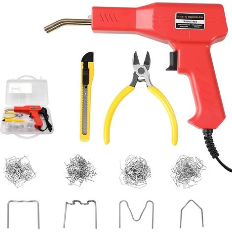 50-w-kunststoffschweißgerät, 220-v-kunststoffschweißwerkzeug, Reparaturset Für Autostoßstangen Mit 200 Schweißnägeln Und Einer Klemme Für Armaturenbrett- Und Stoßstangenreparatur