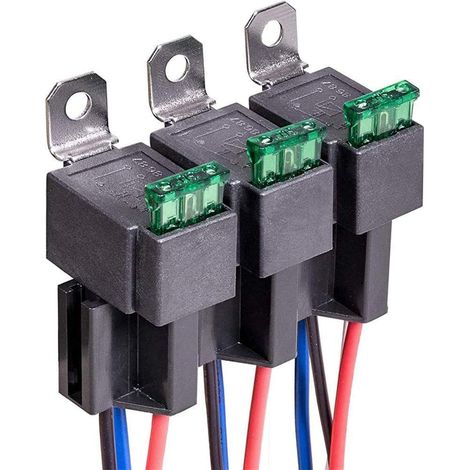 12v Dc Kfz-relais, 16 Awg Kabel, Farbiger Kabelbaum, Hochleistungs-4-poliges Anlasserrelais Mit Eingebauter 30a Sicherung (qttvbtna).