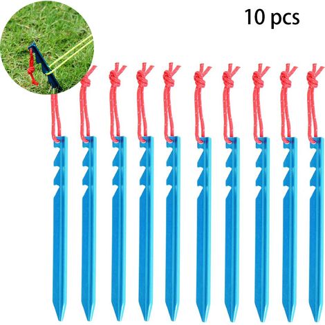 Set Mit 10 Leichten Und Robusten Blauen Aluminium-zeltheringen