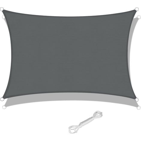 Rechteckiges Sonnensegel 2,5 X 3 M, Atmungsaktives Und Uv-beständiges Hdpe, Für Garten, Terrasse Oder Balkon, Anthrazit