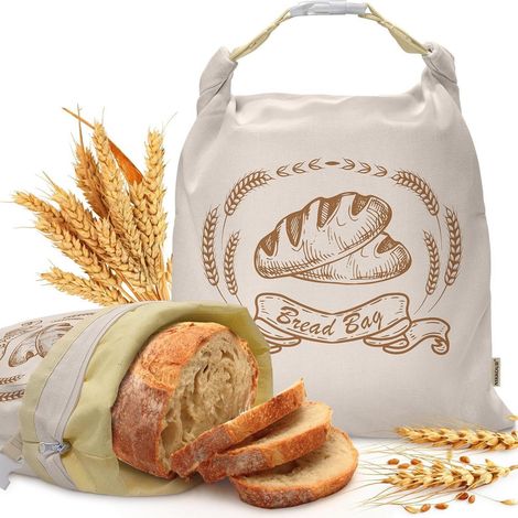 Set Bestehend Aus 1 Xl Bienenwachs-brotbeutel Für Sauerteig, Wiederverwendbar, Aus Bio-baumwolle, Gefriergeeignet.