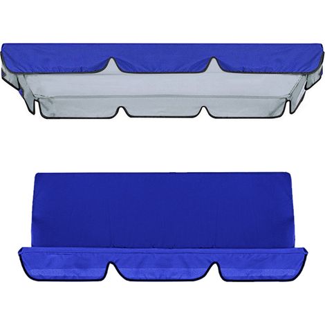 Ersatzbezug-set Für Gartenschaukeln, Bestehend Aus Stoff Und Sitzfläche, Für Garten- Oder Terrassenschaukeln, 164 X 114 X 15 Cm / 150 X 50 X 10 Cm, Blau