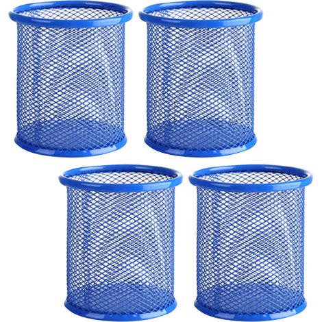 Stiftehalter Aus Netzgewebe, Stiftehalter Aus Metall, Fürs Büro, Stifteorganizer, 4er-set (rund, Blau)