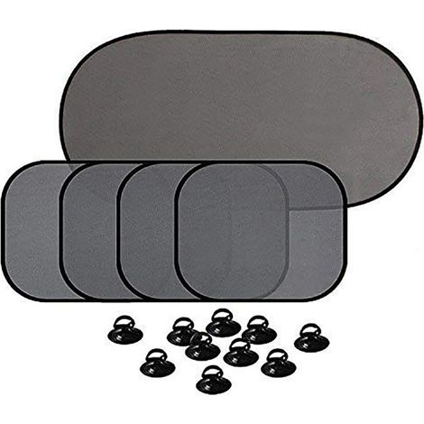 Set Mit 5 Auto-sonnenschutzblenden Für Seiten- Und Heckscheiben, Mit Saugnäpfen. Optimaler Sonnenschutz.