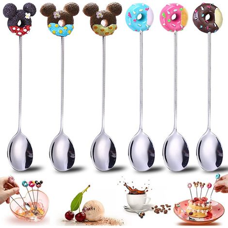 Set Aus 6 Edelstahllöffeln, Darunter Ein Langer Trinklöffel Und Dessertlöffel, Ideal Für Kaffee, Eiscreme Und Kuchen.