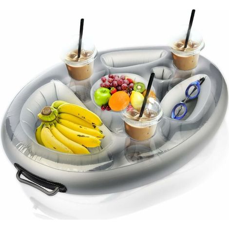 Aufblasbarer, Schwimmender Getränkehalter – Pooltablett Mit 8 Fächern Für Getränke Und Snacks, Ideal Für Pools, Spas Und Den Strand