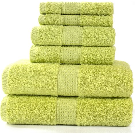 Baumwollhandtuch, Saugfähiges Badetuch, Weiches Quadratisches Handtuch, Set Mit 3 Oder 6 Handtüchern (grasgrün).