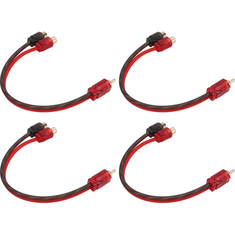 Set Mit 4 Rca-kabeln (1 Stecker Auf 2 Buchsen) Für Autoradiosysteme, Y-verteiler Für Autolautsprecher