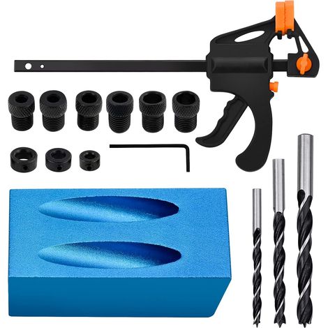 Set Mit 15 Abgewinkelten 15°-bohrschablonen Für Die Holzbearbeitung, Mit Adapter Für 6/8/10 Mm Löcher.