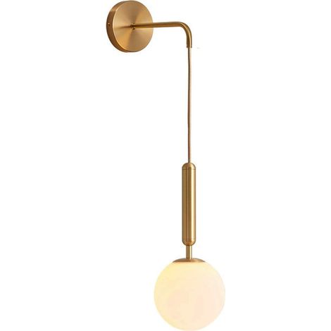 Moderne E27-wandleuchte Mit Glasschirm, Minimalistischer Nordischer Stil, Ideal Für Schlafzimmer, Wohnzimmer Oder Flur (weißes Messing).