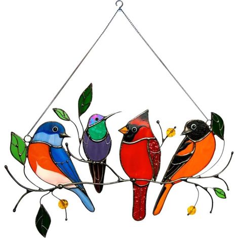 Bunte Vögel An Einem Draht, Fensterdekoration, Ornamente