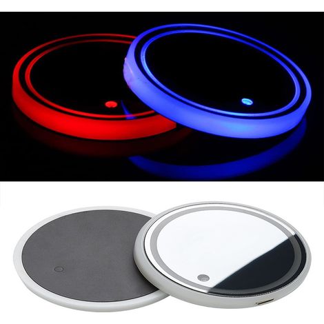 Set Mit 2 Led-autountersetzern Zum Einsetzen In Den Getränkehalter, Mit 7 Leuchtfarben, Usb-aufladung, Autozubehör Für Frauen Und Männer.