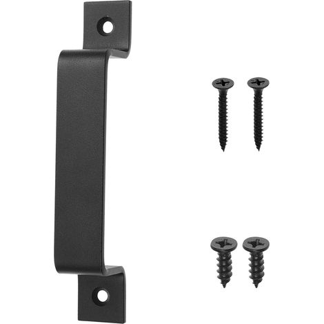 Scheunentorgriff (schwarz) – 19 Cm (7,48 Zoll) Stahl Mit Glatten Kanten – Rustikaler Griff Für Scheunentore, Gartenhäuser, Garagen Und Tore – Inklusive Selbstschneidender Schrauben