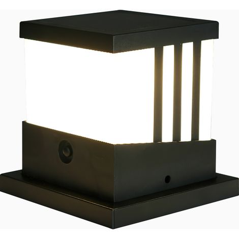 Schwarze Solarsäule Mit Drei Farbtemperaturen, Wasserdicht, 4/5 Zoll, Für Den Außenbereich, Als Wandleuchte Für Villen Oder Innenhöfe.