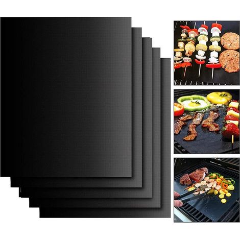 Set Mit 5 Kochmatten Für Grill Und Grillplatte, Geeignet Für Gas-, Elektro- Und Holzkohlegrills, Antihaftbeschichtet.