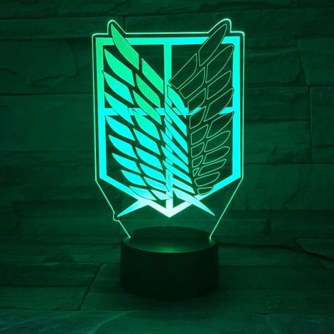 3d-led-lampe Mit Touch-funktion Und 7 Farben, Inspiriert Vom Anime Attack On Titan: Wings Of Freedom. Betrieb Mit Usb-kabel Oder 3 Aa-batterien Möglich. Ideales Geschenk Für Kinder.