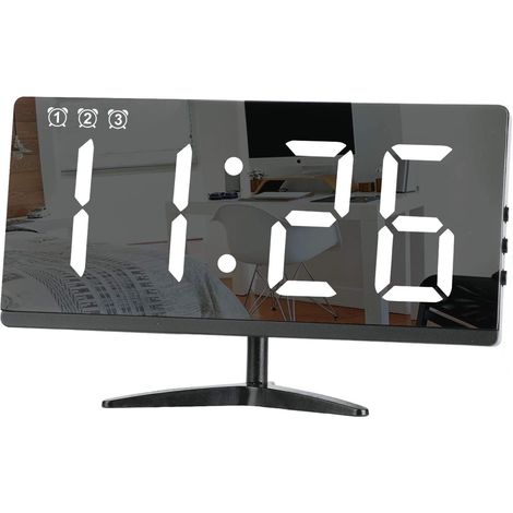Digitaler Wecker Mit Großen Led-zahlen, 3 Weckgruppen, Spiegeloberfläche, 3 Einstellbaren Helligkeits-/lautstärkestufen, Usb-ladeanschluss, Geeignet Für Schlafzimmer, Wohnzimmer Oder Büro.