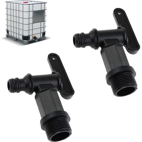 Set Mit 2 Kunststoff-einsteckhähnen Für Die Rückseite Von Tanks, Ersatzhähne Aus Kunststoff Für Regenwassertanks, Ibc-wasseraufbewahrungsbox-adapter 6d1nka9ajkl