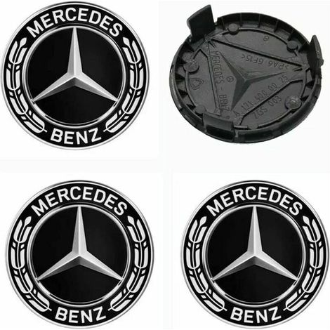 Satz Mit 4 Neuen Schwarzen Mercedes-benz Radkappen – 75 Mm
